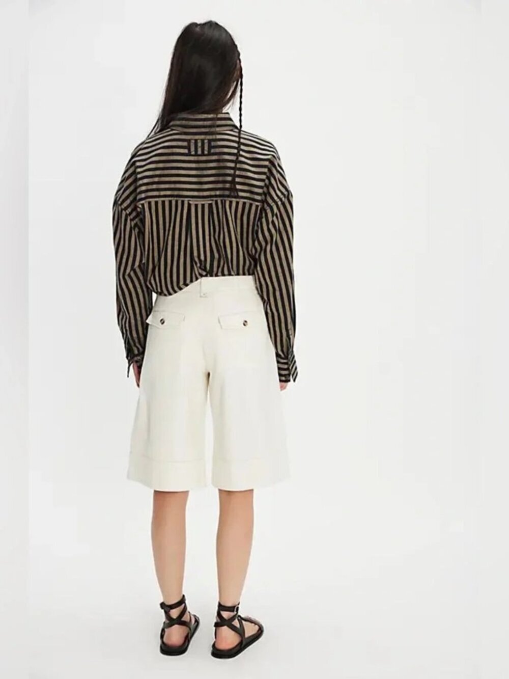 NWT New $98 Free People Sadie A-Line Long Shorts In Clean Ivory Size 4 - Picture 2 of 10